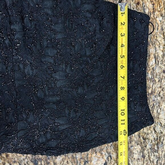 Carmen Marc Valvo Black Floral Beaded Evening Corset Top Size 14 - Picture 7 of 8